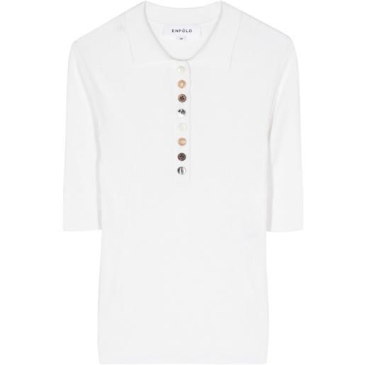 Enföld t-shirt a coste con bottoni diversi - bianco