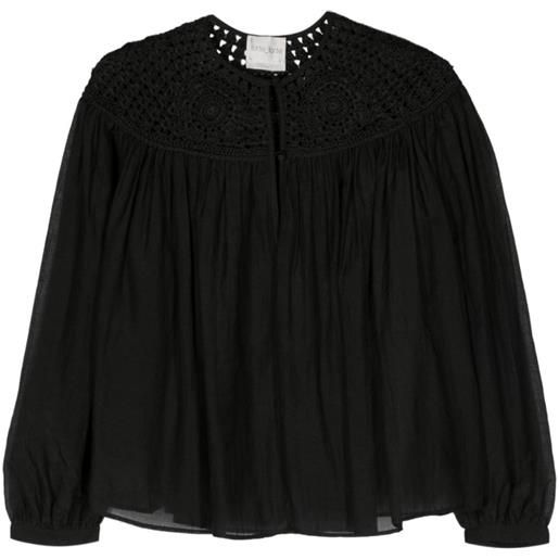 Forte Forte crochet-panel cotton blouse - nero