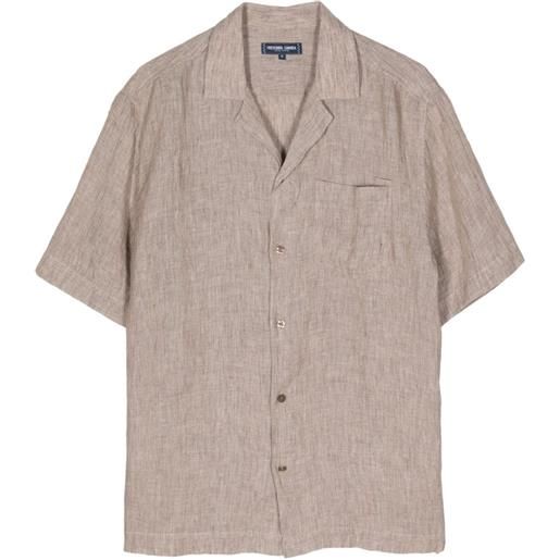 Frescobol Carioca short-sleeve linen shirt - toni neutri