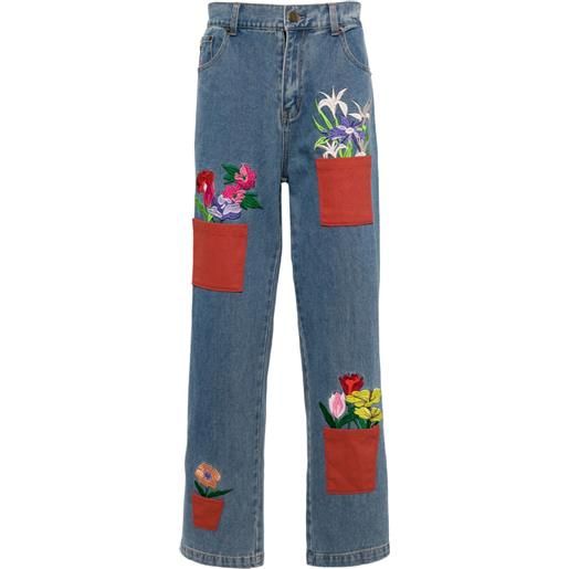 KidSuper flower pots straight-leg jeans - blu