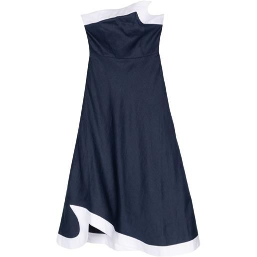 STAUD sirani asymmetric linen dress - blu