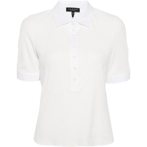 rag & bone ribbed cotton-modal blend polo shirt - bianco
