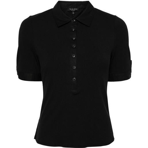 rag & bone ribbed cotton-modal blend polo shirt - nero