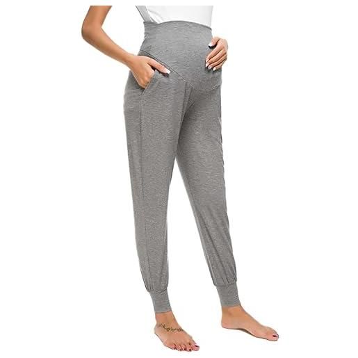 Daoba pantaloni premaman baggy per il tempo libero per gravidanza, pigiama, pantaloni lunghi da yoga da donna, grigio. , m