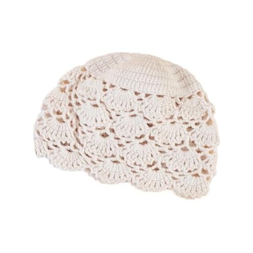 NANZU 56-58cm morbido cappello all'uncinetto in cotone fatto a mano al 100% per le donne con fiore distintivo cappello a secchiello protezione solare all'uncinetto per l'autunno inverno all'aperto