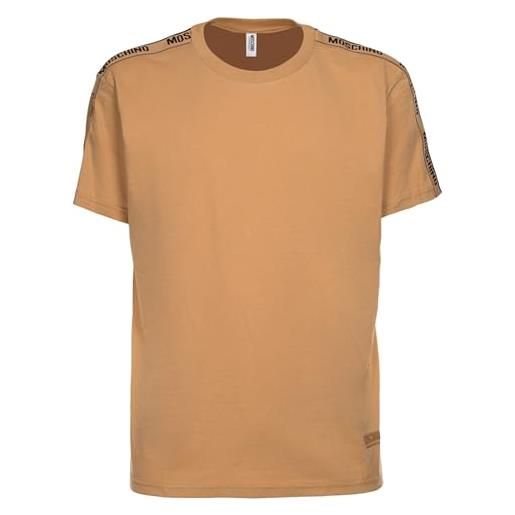 MOSCHINO t-shirt marrone stripe logate sulle spalle - marrone, xxl