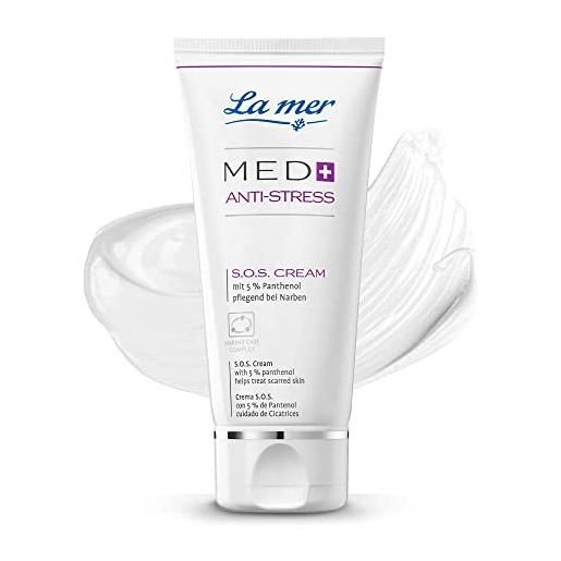 La mer med+ anti stress s. O. S cream - crema idratante per pelli sensibili - lenisce la pelle irritata e irritata - riduce il rossore - nutriente per cicatrici - con 5% pantenolo - 50 ml