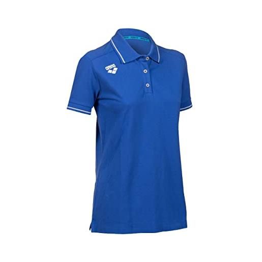 ARENA team polo da donna in cotone tinta unita t-shirt, blu reale, s