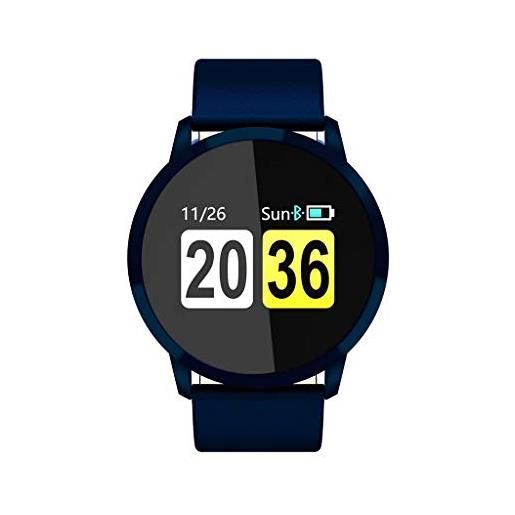 Webla - orologio intelligente q8, con quadrante argentato, schermo a colori, monitor di pressione sanguigna, ossigeno del sangue, monitor di frequenza cardiaca, colore: blu