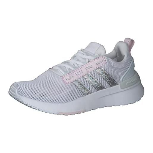 Adidas racer tr21 k, sneaker unisex-bambini, ftwr white/blue tint s18/almost pink, 30.5 eu