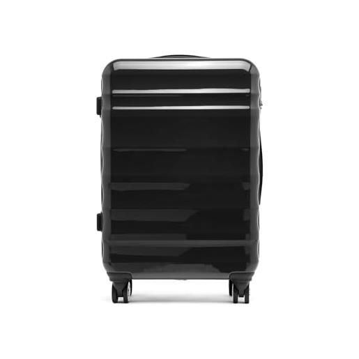 MISAKO valigia in tessuto mediana da viaggio london nero unisex - valigia elegante morbida semirigida - 69 x 48 x 24 cm