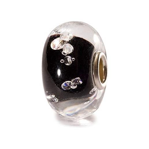 Trollbeads perlina di vetro universale diamantato, nero, vetro
