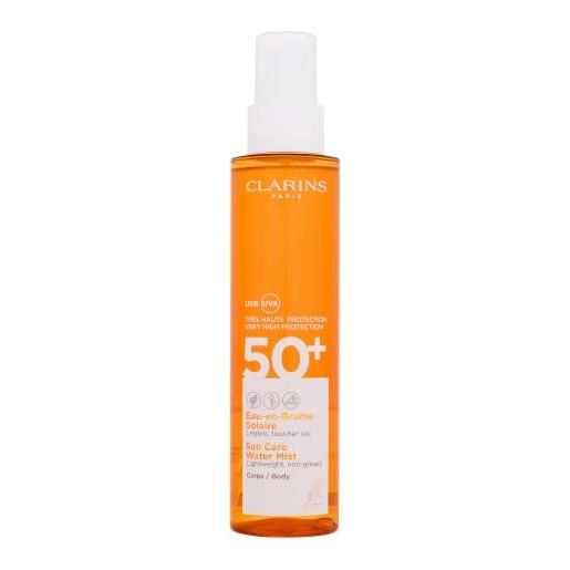 Clarins sun care water mist spf50+ nebbia per il corpo non grassa con protezione solare 150 ml