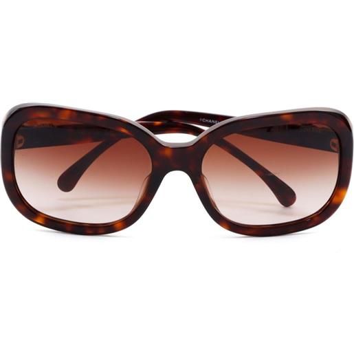 CHANEL Pre-Owned - occhiali da sole con effetto tartarugato anni 2000 - donna - acetato - taglia unica - marrone