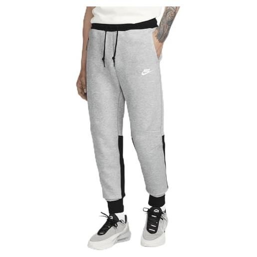Nike fb8002-064 tech fleece pantaloni sportivi uomo dk grey heather/black/white taglia l-t