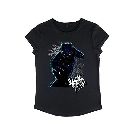 Marvel black panther-maglietta a maniche corte da donna warrior prince t-shirt, nero, xl