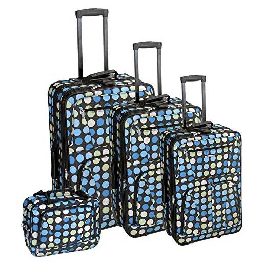 Rockland set di valigie verticali a pois, multi/blue dot, taglia unica, set di valigie verticali a pois