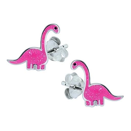 Katy Craig orecchini a forma di dinosauro, in argento sterling, con glitter rosa