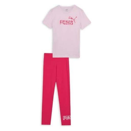 PUMA set di magliette e leggings con animali g, tuta da pista unisex-adulto, whisp di rosa, 140