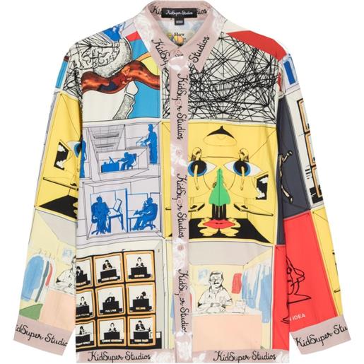 KidSuper graphic-print satin shirt - giallo