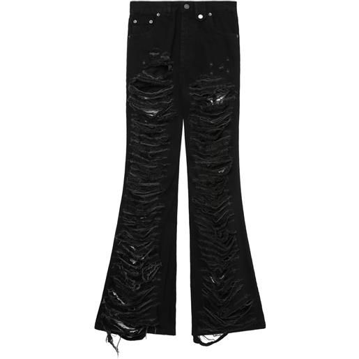 EGONlab. jeans a gamba ampia con effetto vissuto - nero