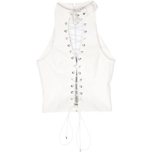 POSTER GIRL phoebe lace-up top - bianco