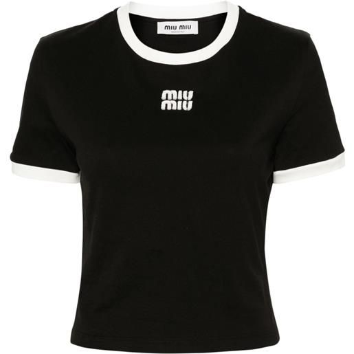 Miu Miu t-shirt con applicazione crop - nero
