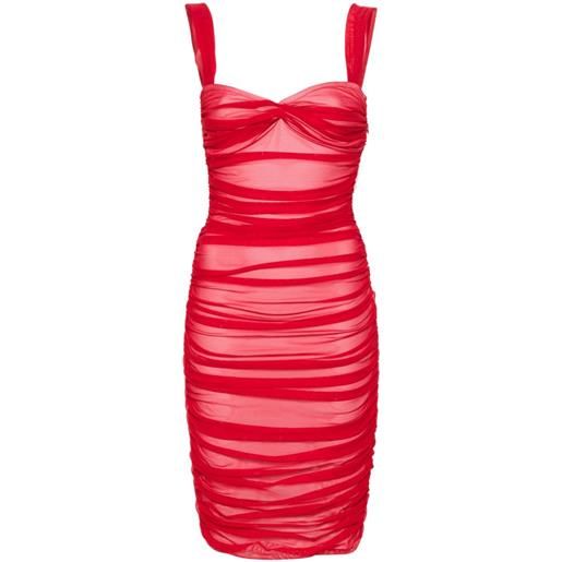 Norma Kamali walter mesh ruched midi dress - rosso