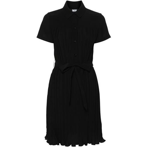 DKNY belted plissé mini dress - nero