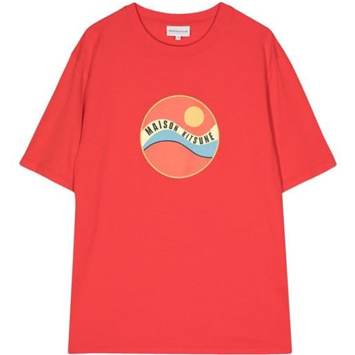 Maison Kitsuné t-shirt con stampa pop wave - rosso