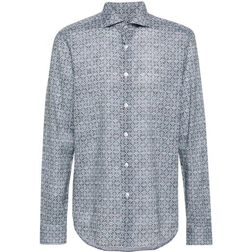 Fedeli geometric-print cotton shirt - blu