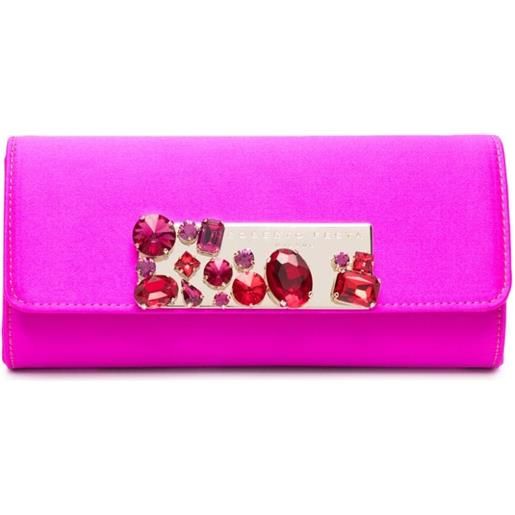 Roberto Festa crystal-embellished satin clutch - rosa