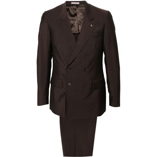Corneliani double-breasted virgin wool-blend suit - marrone