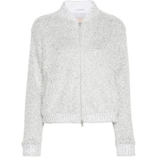 Herno metallic-effect knitted cardigan - argento