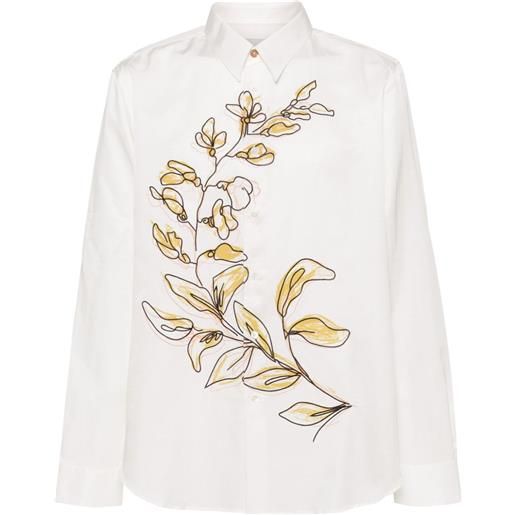 Paul Smith botanical-print cotton shirt - bianco