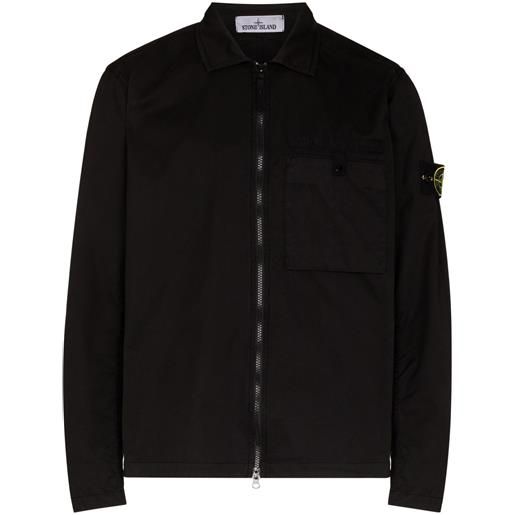 Stone Island giacca-camicia con applicazione - nero