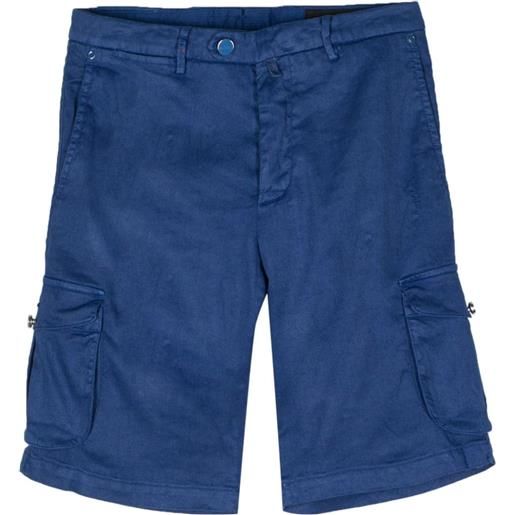 Kiton linen-blend cargo shorts - blu