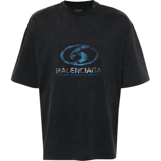 Balenciaga t-shirt surfer con stampa logo - nero