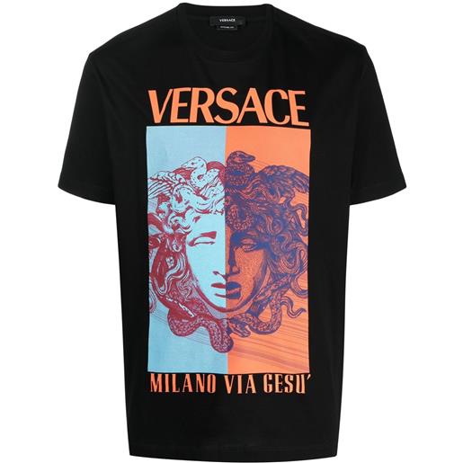 Versace t-shirt con stampa medusa - nero