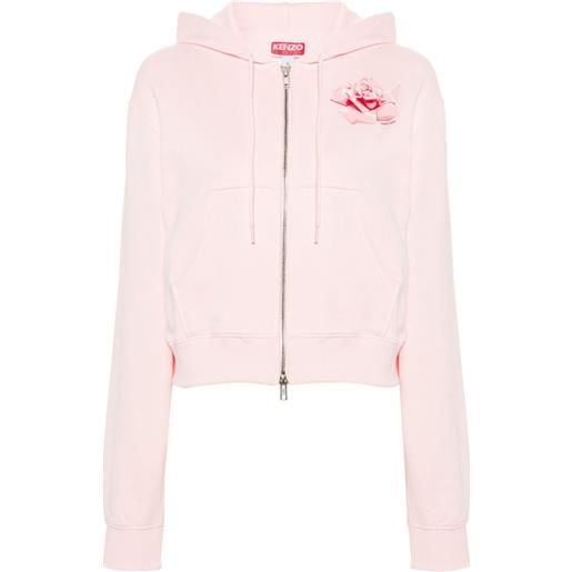 Kenzo rose-print zipped hoodie - rosa