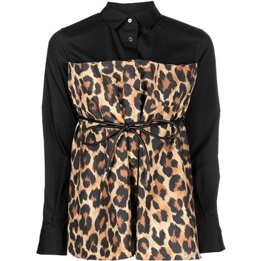 sacai camicia leopardata con strati - nero