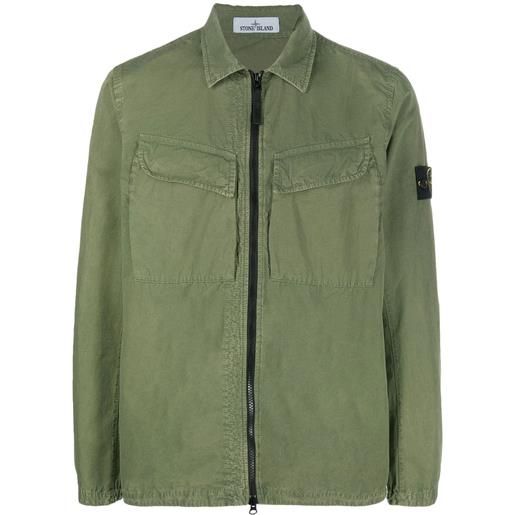 Stone Island giacca-camicia con zip - verde