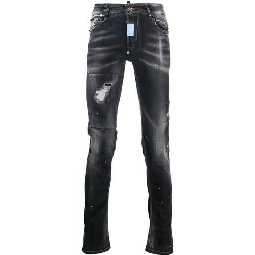 Philipp Plein jeans dritti con logo - nero