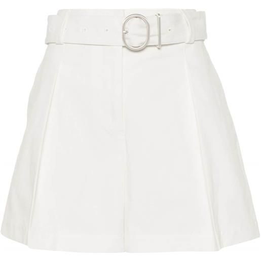Jil Sander pleat-detail belted cotton shorts - bianco