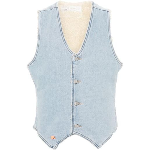 ERL gilet denim con ricamo - blu