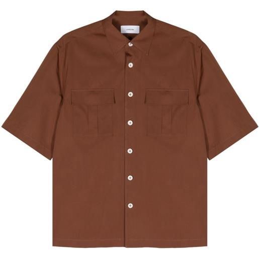 Lardini cuban-collar cotton shirt - marrone
