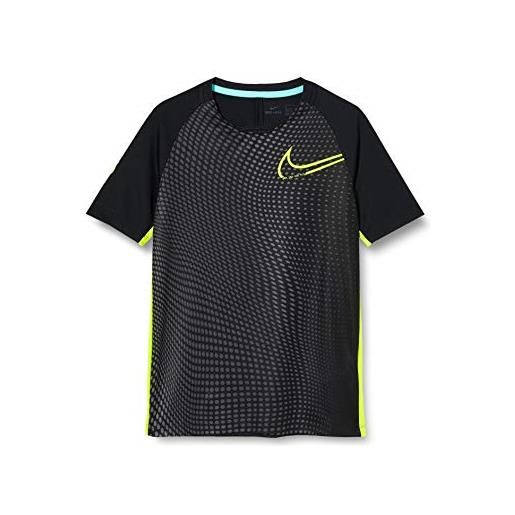Nike cr7 b nk dry top ss t-shirt, bambino, black/lemon venom/lemon venom, m