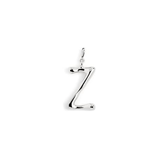 SINGULARU - charm letter xl - pendente iniziale in ottone con finitura placcata in rodio - pendente lettere a - z - charm combinabile con collana - gioielli da donna - lettera z