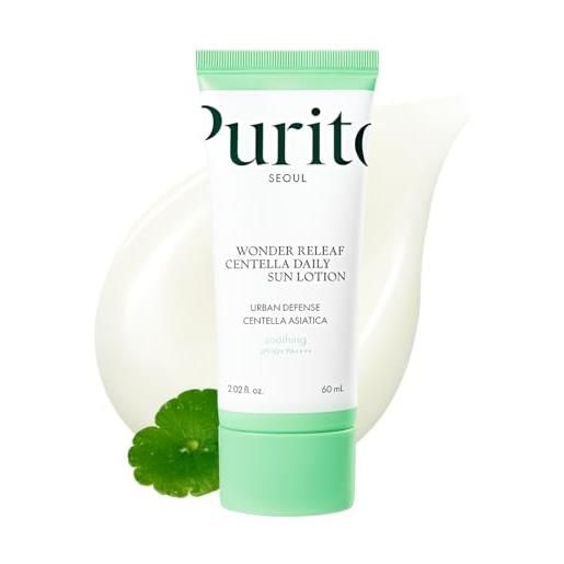 PURITO seoul wonder releaf centella daily sun lotion, spf50+ pa++++, korean centella, non white cast, soothing, facial sun lotion, k-beauty