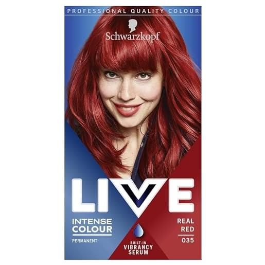 LIVE schwarzkopf LIVE intenso colorazione per capelli rosso permanente tinta per capelli, siero vibrancy integrato, rosso reale 035